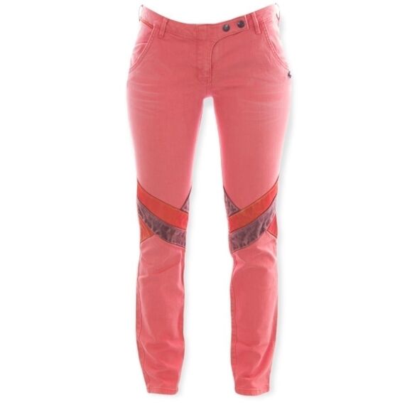 Scotch & Soda Denim - SCOTCH & SODA MAISON SCOTCH Coral/Mauve Suede Knee Patch Straight Leg Jeans‎ 25R